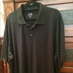 CHAMPION (C9) XXL BLACK GOLF SHIRT (w/ Horizontal Pattern) in Duo-Dry Fabric $8